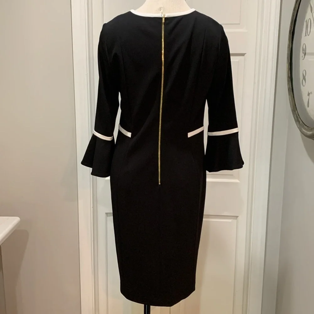 Calvin Klein sz 12 black with white accent midi dress - Picture 4 of 6